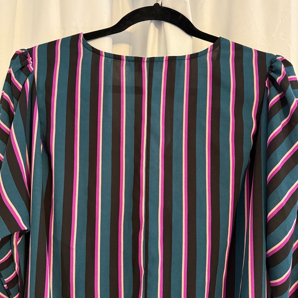 ASTR The Label Striped Faux Wrap Surplice Bodysuit Long Sleeve Women’s Medium - Picture 7 of 10